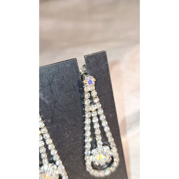 Women's Pierced Earrings Dangle Drop Rhinestone Elegant Eveningwear Cocktail - Picture 3 of 9